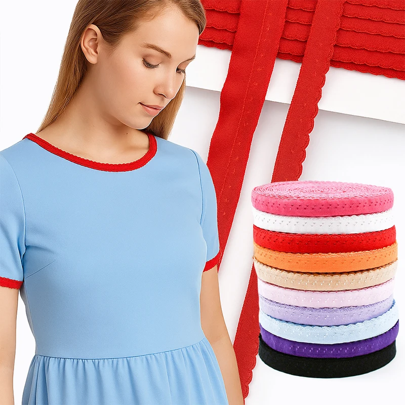 

10/20M Meetee Lace Elastic Rope 11mm Nylon Rubber Bands Bra Strap Clothes Double Fold Decor Stretch Tapes DIY Sewing Accessories