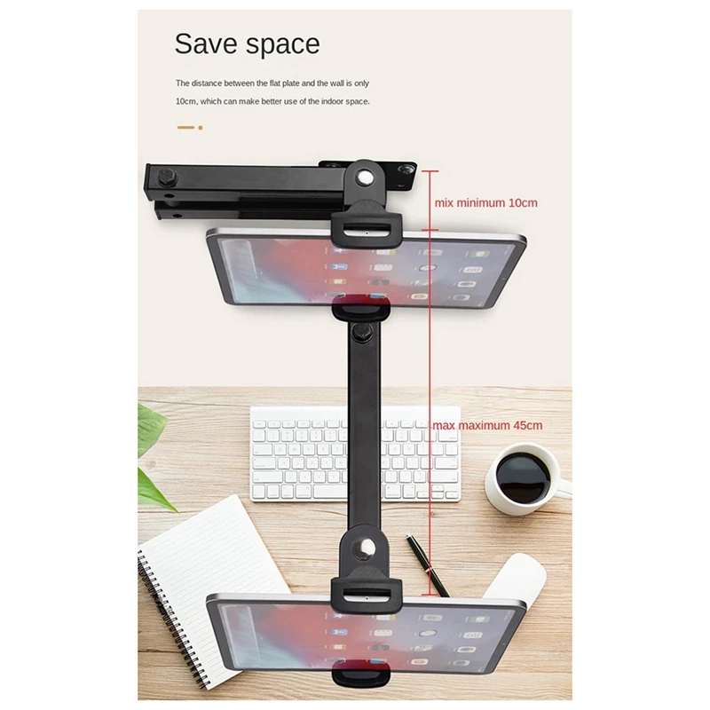 

A35Q-Wall Mount Tablet Stand Adjustable Long Arm Stretchable Cell Phone Stand For 4-13 Inches