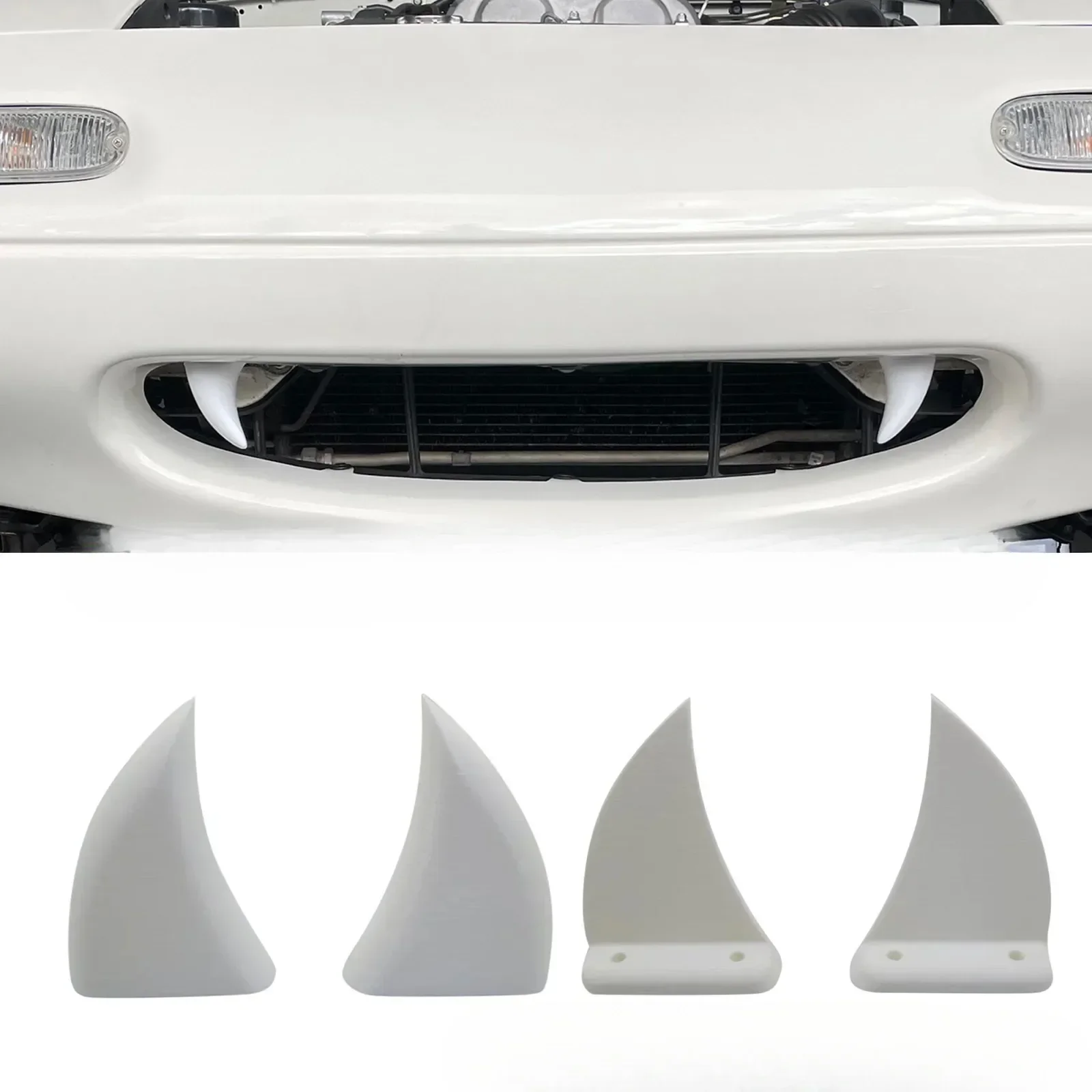 2pcs Car Front Grille Teeth Decor 3D Printed Vampire Tooth Decor Suitable for Cars Truck or SUV Halloween Decor