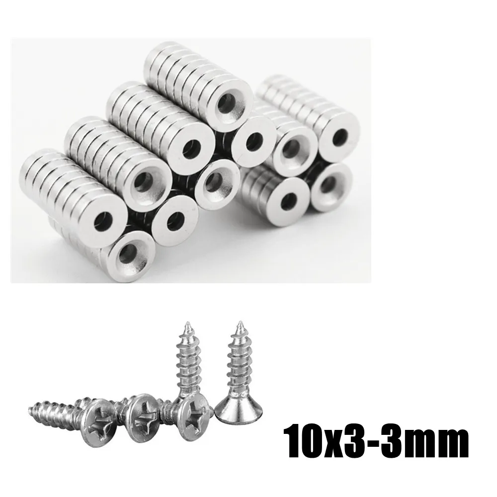 10x3-3 Round Countersunk Neodymium Magnet 10x3 Hole 3mm N35 Powerful Strong Magnets 10*3-3 mm 10*3 With M3 screws