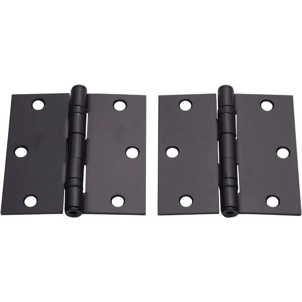 مفصلات محمل كروي زاوية مربعة شديدة التحمل مقاس 3.5 بوصة مع دبوس قابل للإزالة - مفصلات أبواب فولاذية سوداء، 20 عبوة