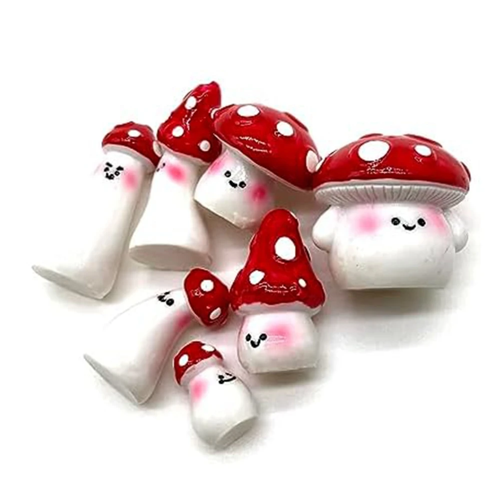 7Pcs Mini Mushrooms for Crafts Little Fairy Garden Mushrooms Tiny Resin Mushroom Decor Mushroom Miniatures Statue