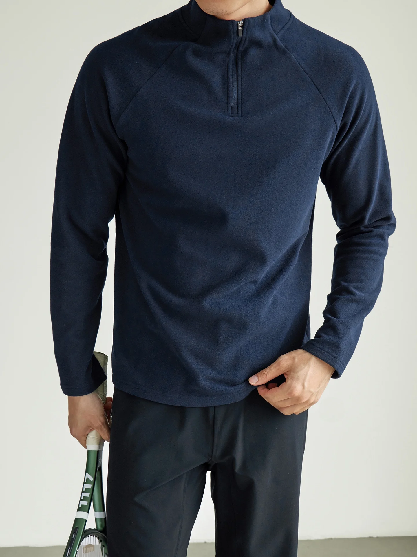 Men's Zipper Long Sleeve Sweatshirt Casual Loose Fit Base Layer T-shirt Comfortable Breathable Anti-pilling Wear-resistant