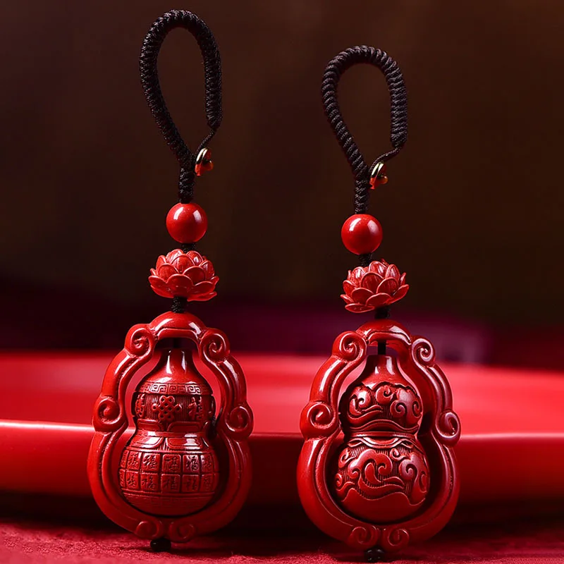 

Брелок Cinnabar Calabash, тигровый император Xiangyun Fu Lu, песчаник, брелок для ключей для мужчин и женщин