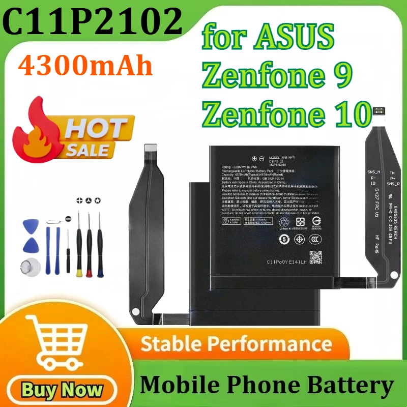 

2025 Years 4300mAh C11P2102 Battery for ASUS Zenfone 9 /Zenfone 10 ZS696KS Mobile Phone Battery + Tools