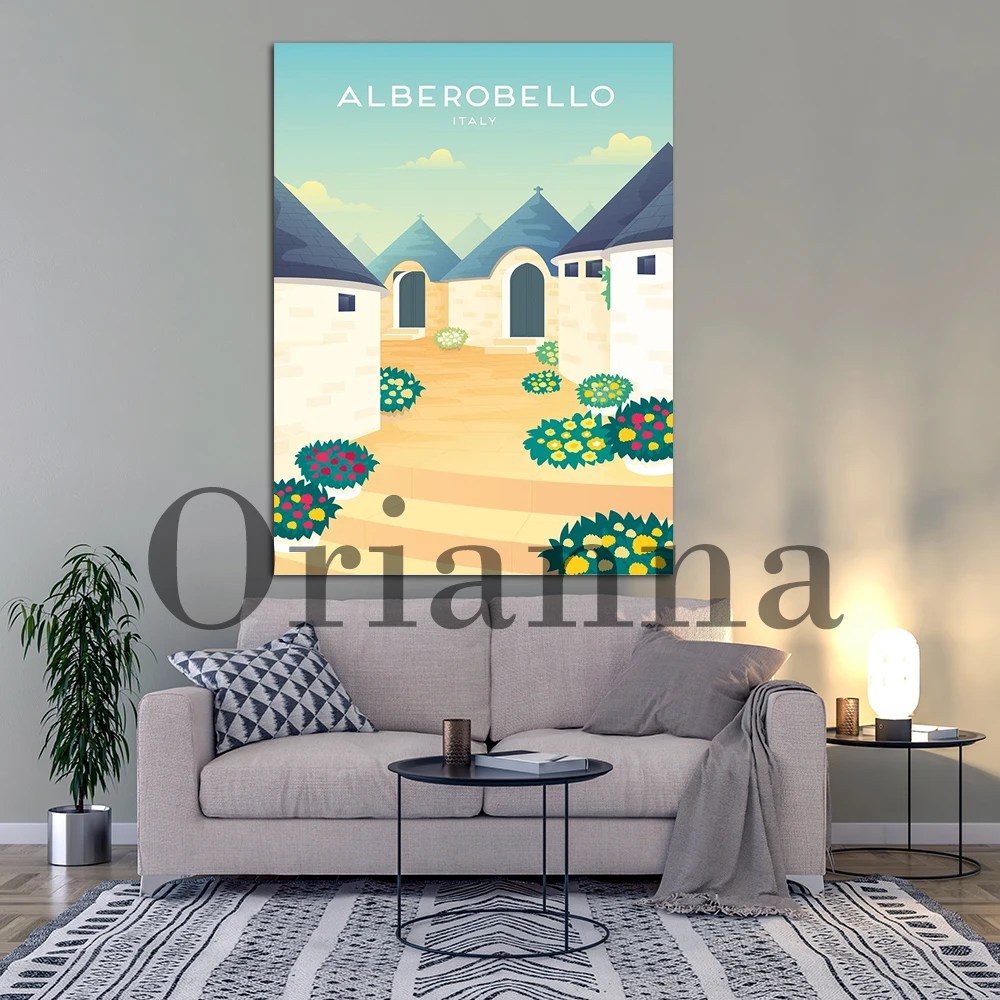 Alberobello Italy Retro Travel Wall Art Canvas Prints Posters Modern Home Living Room Bedroom Office Decor Painting Gift