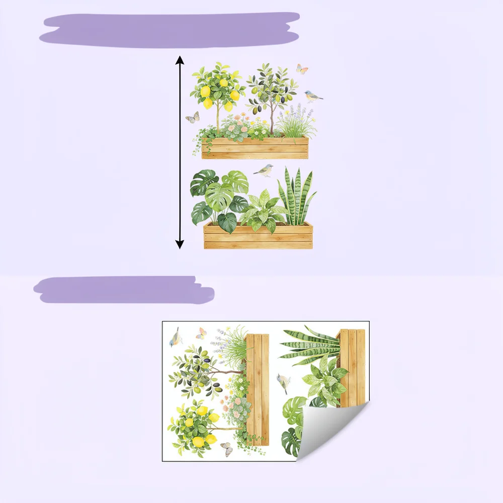 Colorful Lemon Tree Wall Decal Floral Butterfly Bird Pattern PVC Adhesive Mural For Home Room Wall Decoration