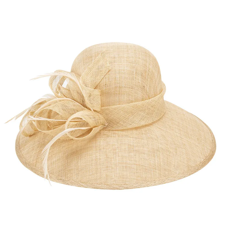 

New summer hemp straw hat children's French retro elegant top hat socialite banquet sun hat