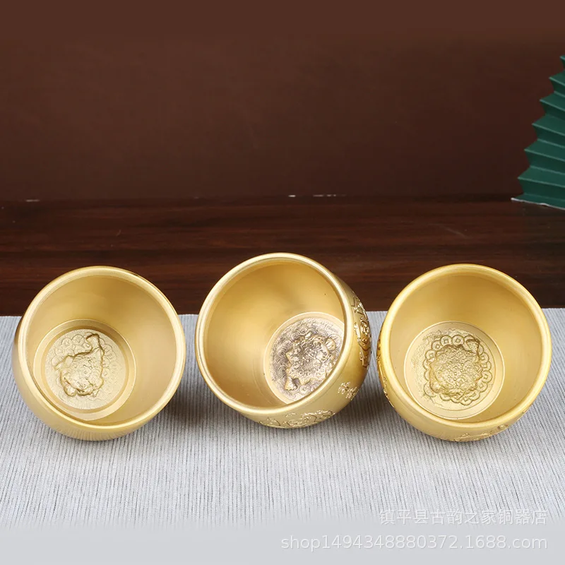 Fortune-Attracting Hundred Blessings Copper Pure Brass Rice Jar Treasure Bowl Ornament Living Room Home Wealth-Gathering Sma