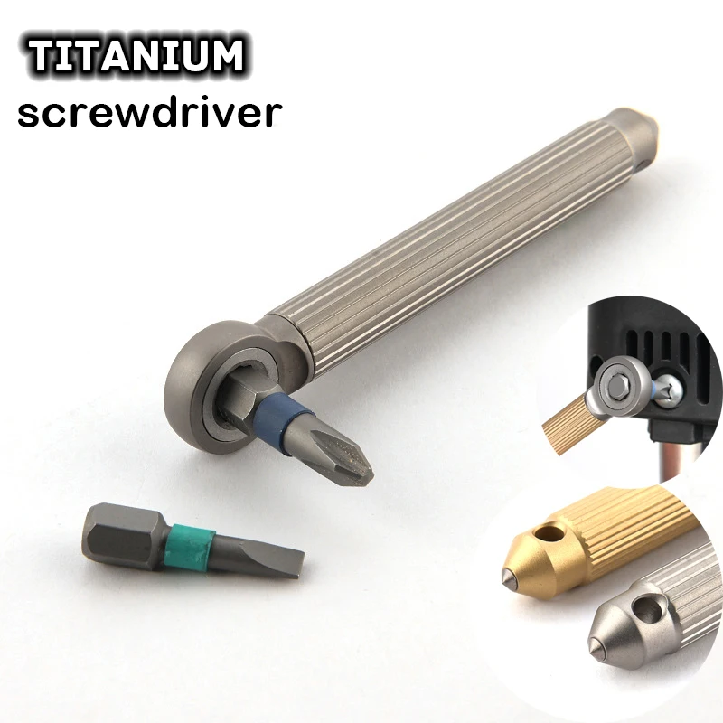 Titânio Liga Bronze Modular Chave de Fenda Roda de Catraca Equitação Equipamentos Tungstênio Cabeça Gadget s2 Bit Pcs