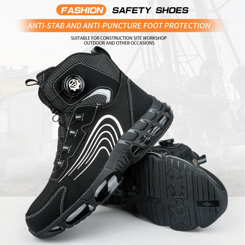 

Рабочие защитные ботинки 2026 с защитой от ударов и проколов, с противоскользящей подошвой, с застежкой-пряжкой.