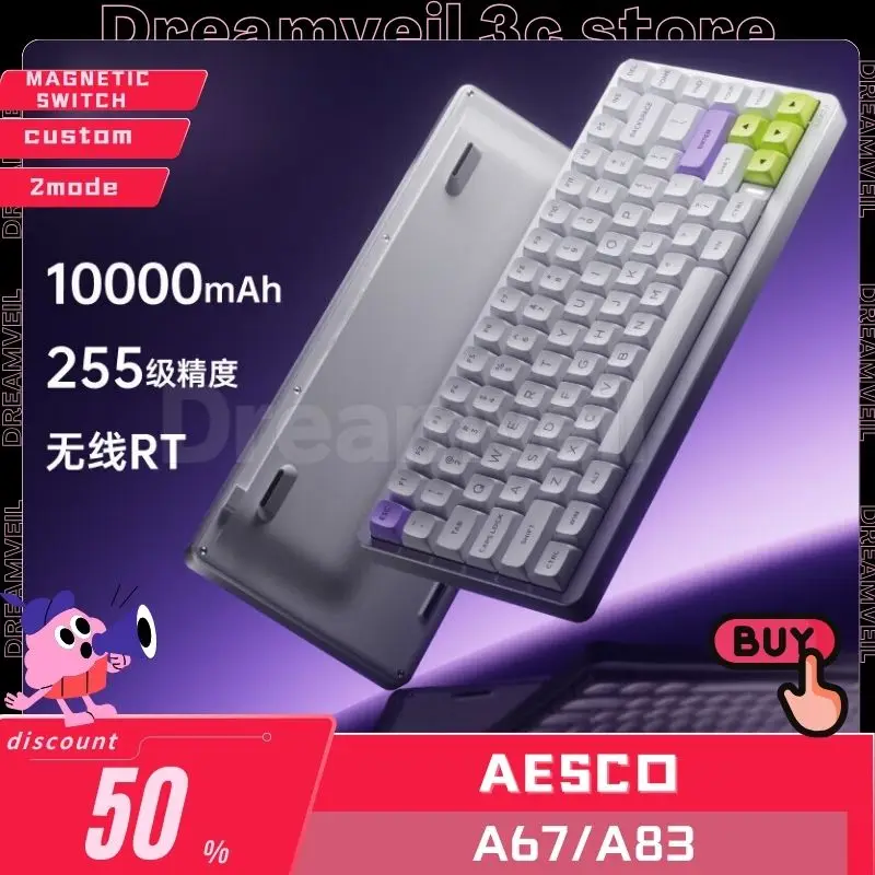 Aesco A67 A83 Magnetic Switch Mechanical Keyboard 8k Low Delay Hifi E-Sports Gaming Keyboard Hot-Swap 10000mah Keyboard  Custom