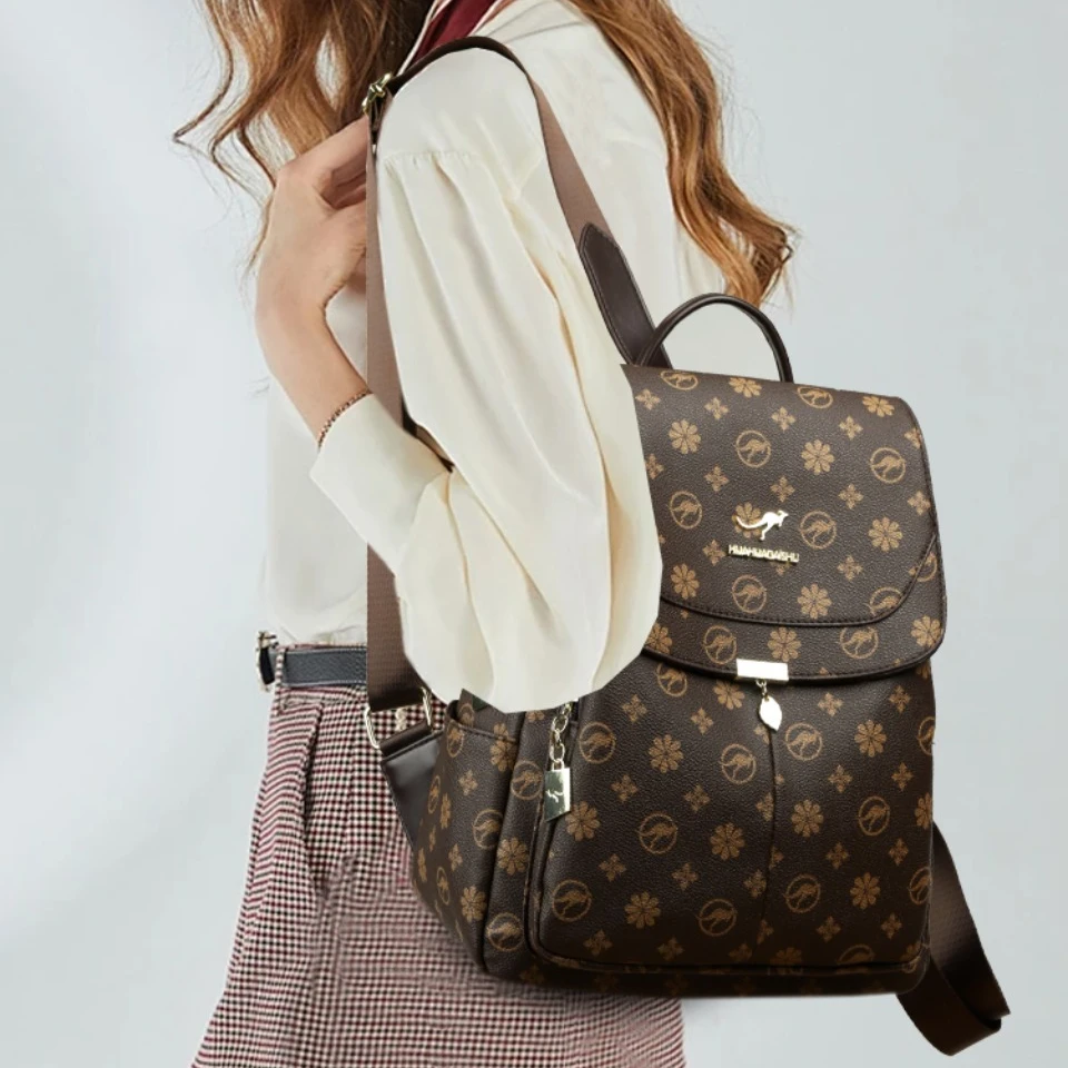 Ladies Backpack Designer High Quality Pu Leather Women Bag Luxury Printed Tassels School Bags Large Capacity A4 Backpacks Sac view 4