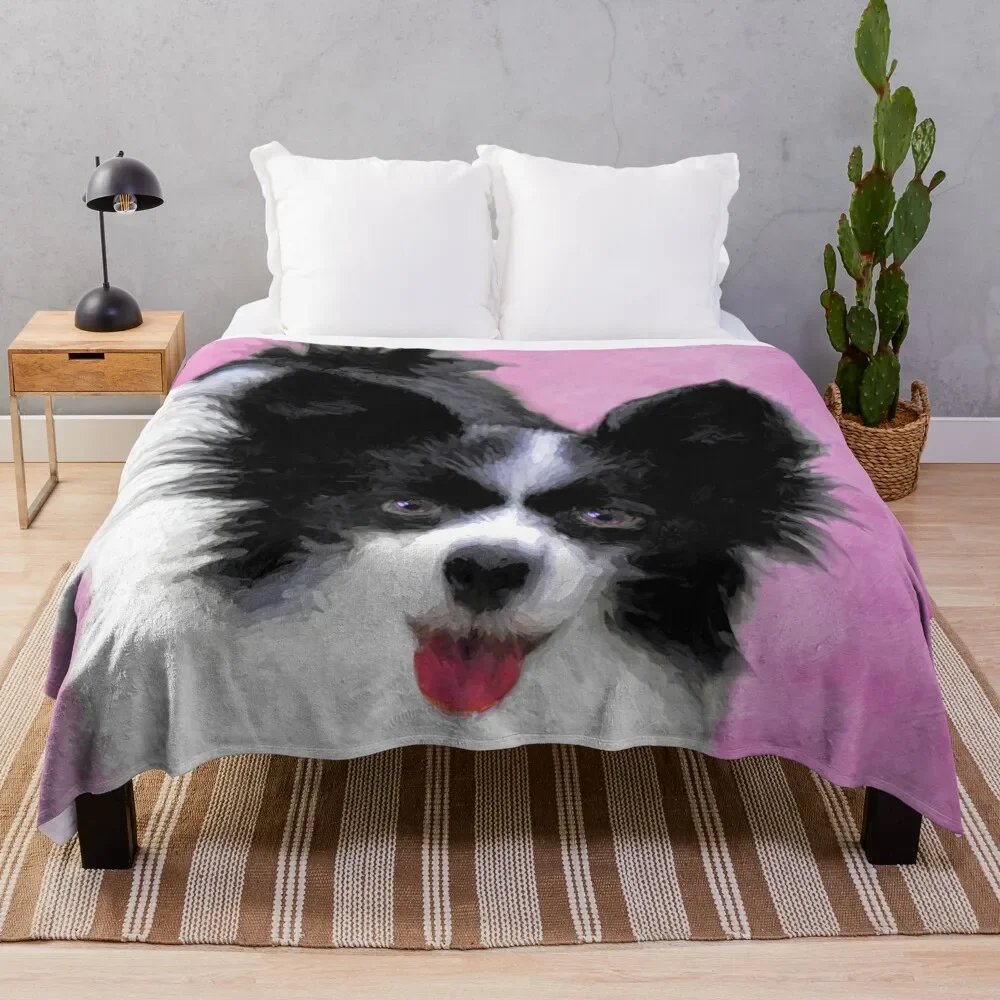 Papillon (White and Black) Throw Blanket Kid'S Tourist Sofa Quilt Thin Blankets