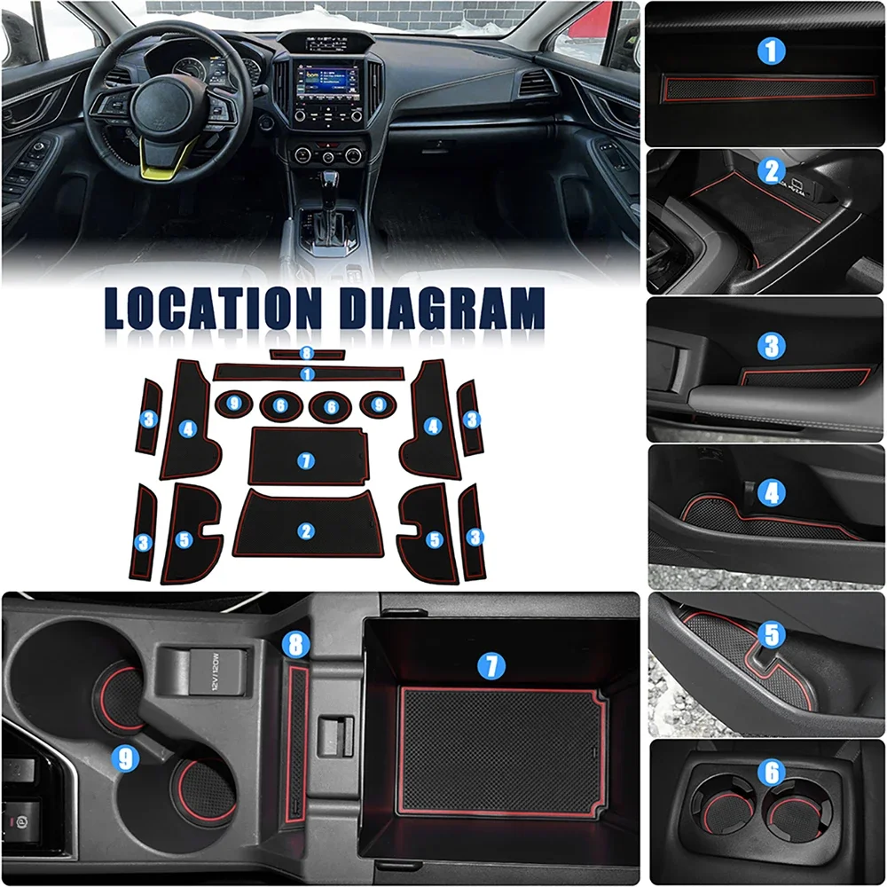 1set For 2024 Subaru Crosstrek Non-Slip Mat Non-Slip Mat For Water Cup Of Door Slot Shelf