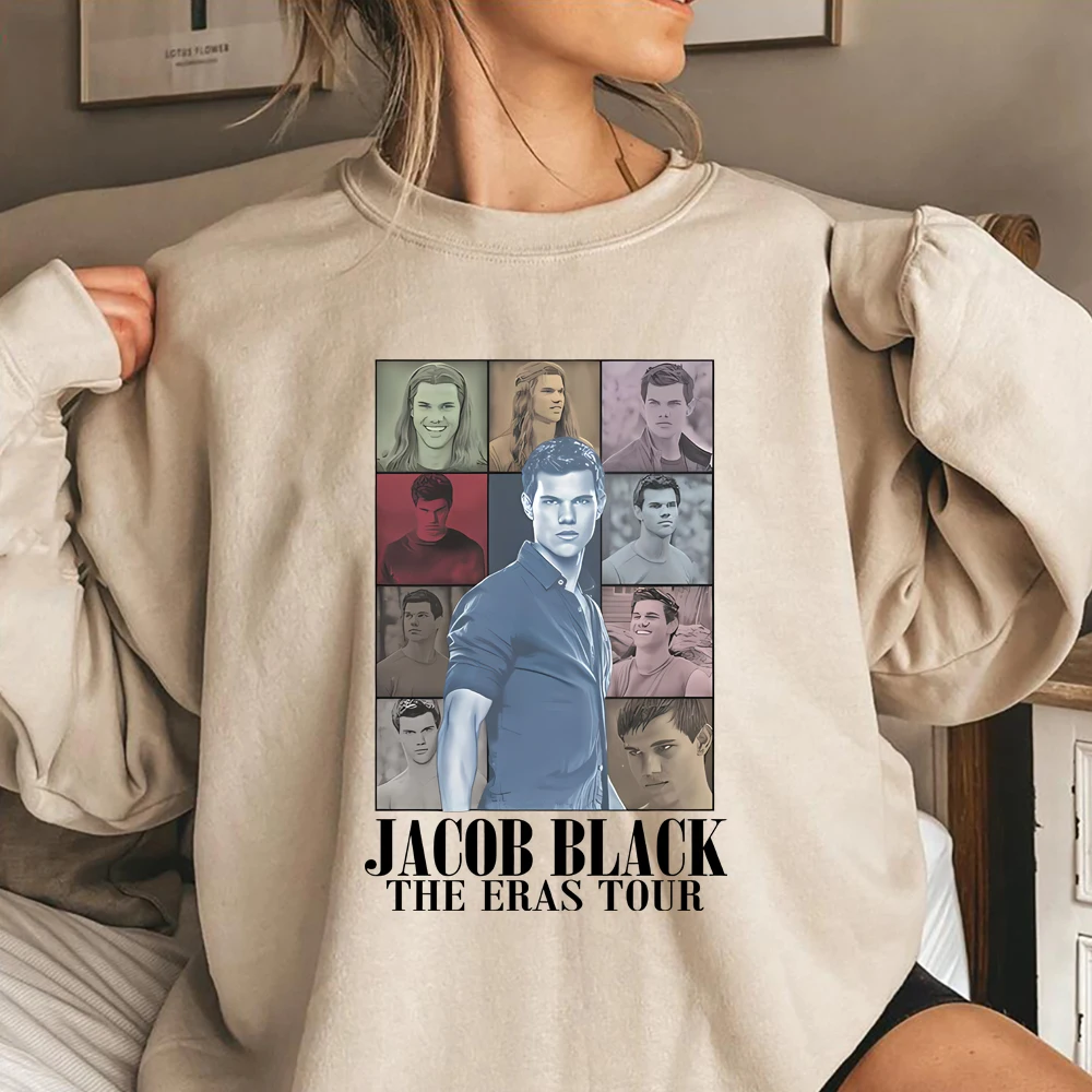 

Черная толстовка Jacob: футболка для фанатов Eras Tour, худи по мотивам фильма «Сумерки», модная уличная одежда в стиле 90-х, подарок для поклонников.