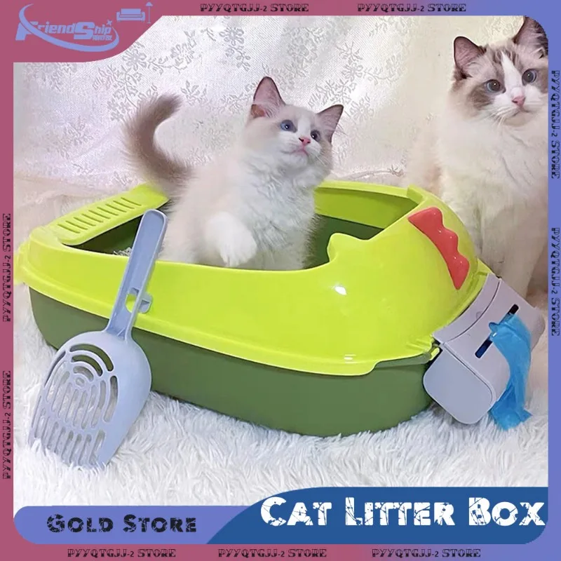 Cat Litter Box Semi-Enclosed Large Capacity Cats Bedpans Detachable Odor Isolation Anti-Splash Large Cat Poop Bowl Pet Supplies