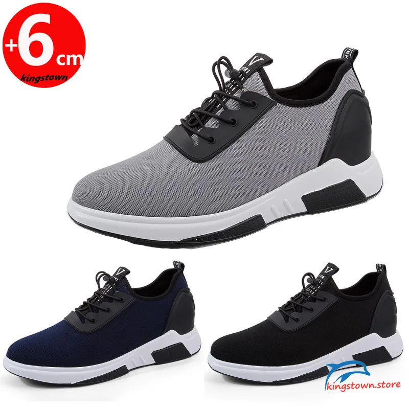 Men's Sneakers with 6cm Height Increase Elevator Heel Sports Breathable Mesh Summer