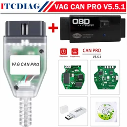 VAG CAN PRO 2020 V5.5.1 With Dongle with FTDI FT245RL Chip VCP OBD2 Diagnostic Interface USB Cable Support Can Bus UDS K Line
