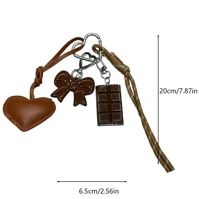 1 Stück Taschenzubehör Deko Schokoladen-Anhänger INS-Stil Kawaii Korea Trendy Herz Leder Schlüsselanhänger Kreativer Schlüsselanhänger – Detail 7