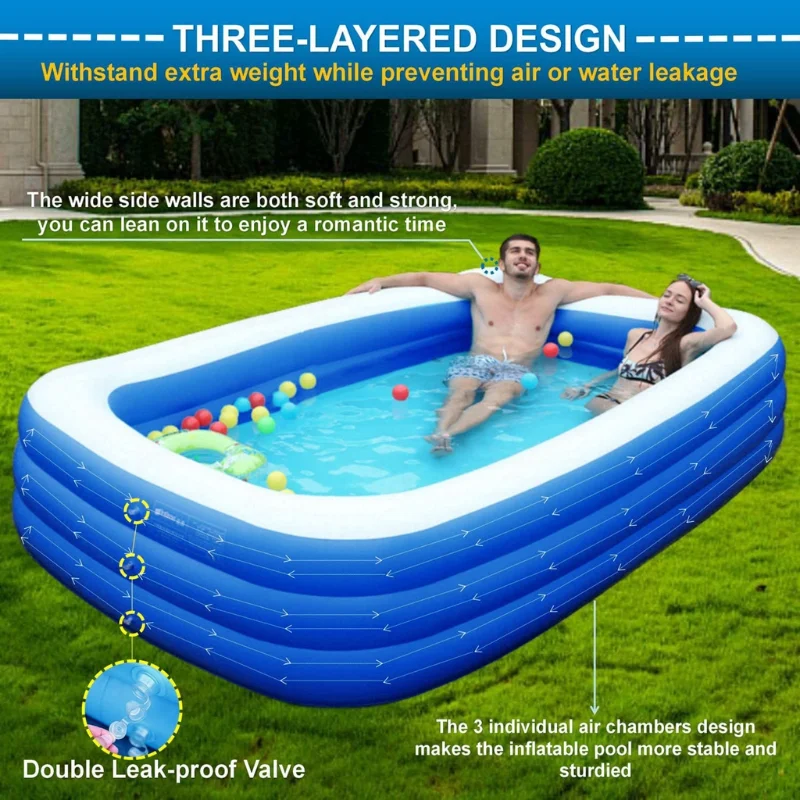 Large Inflatable Swimming Pool 2m, 2.6m, 3meters Frame Family Pool Outdoor Party Adult Water Games