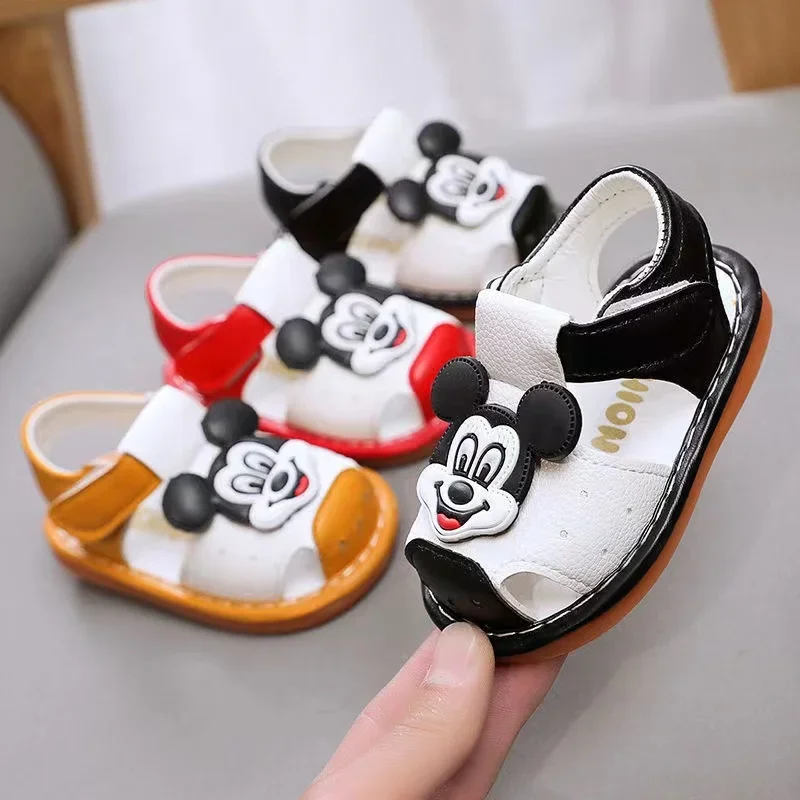 

Summer Baby Sandal Boy Girl Cartoon Mickey Mouse Print Soft Bottom Cloth Children Non-slip Kids Beach Toddler Call Walking Shoes