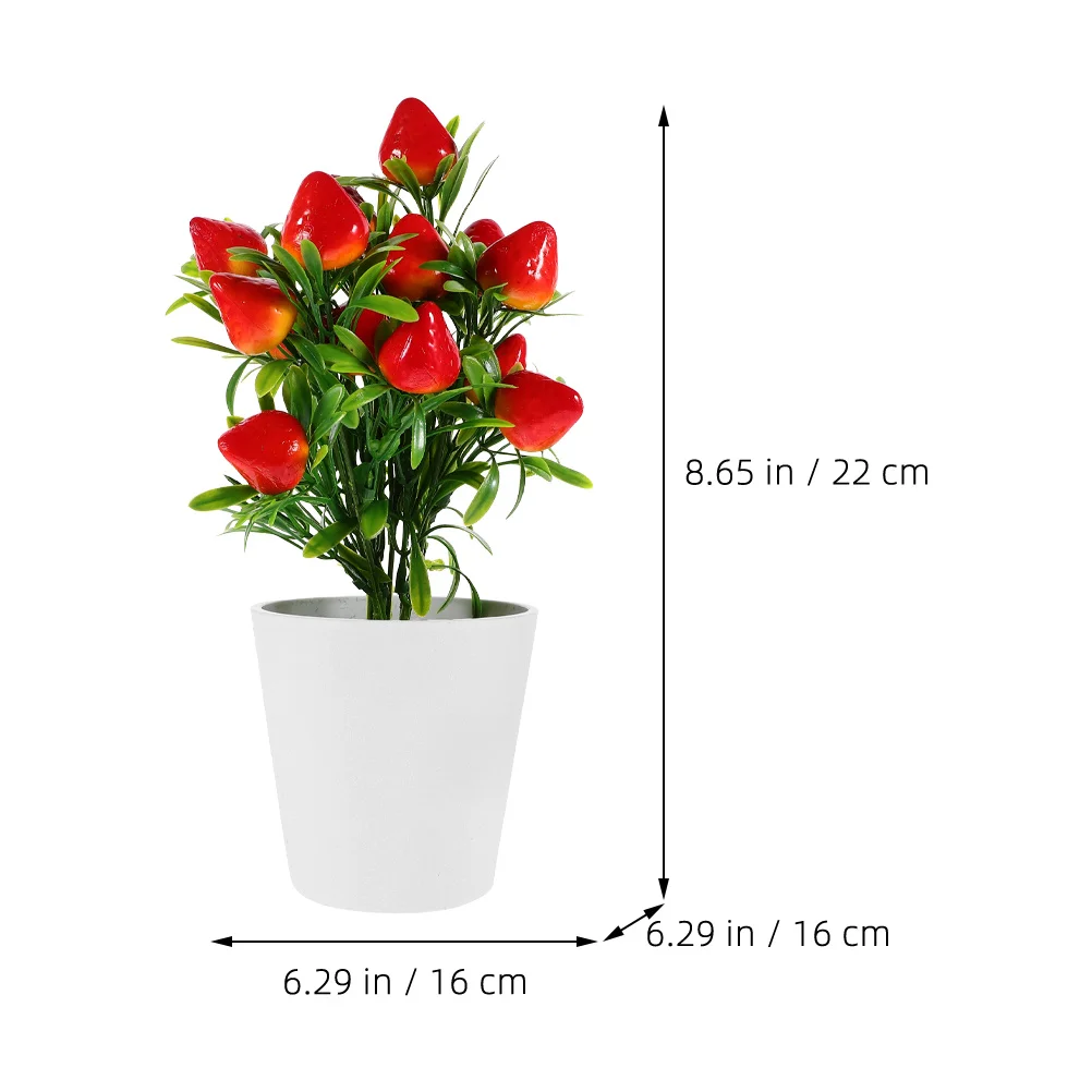 

2Sets Faux Strawberry Tree Artificial Bonsai Potted Plant Simulation Fruit Tree Indoor Home Decor Green Plant Realistic Bonsai