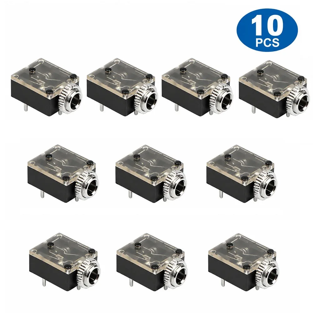 10Pcs 5Pin PJ-324M Audio Jack PJ324M Interface Solder Pin 3.5mm Headphone Socket Panel Mount With Nut PCB Panel Mount Socket
