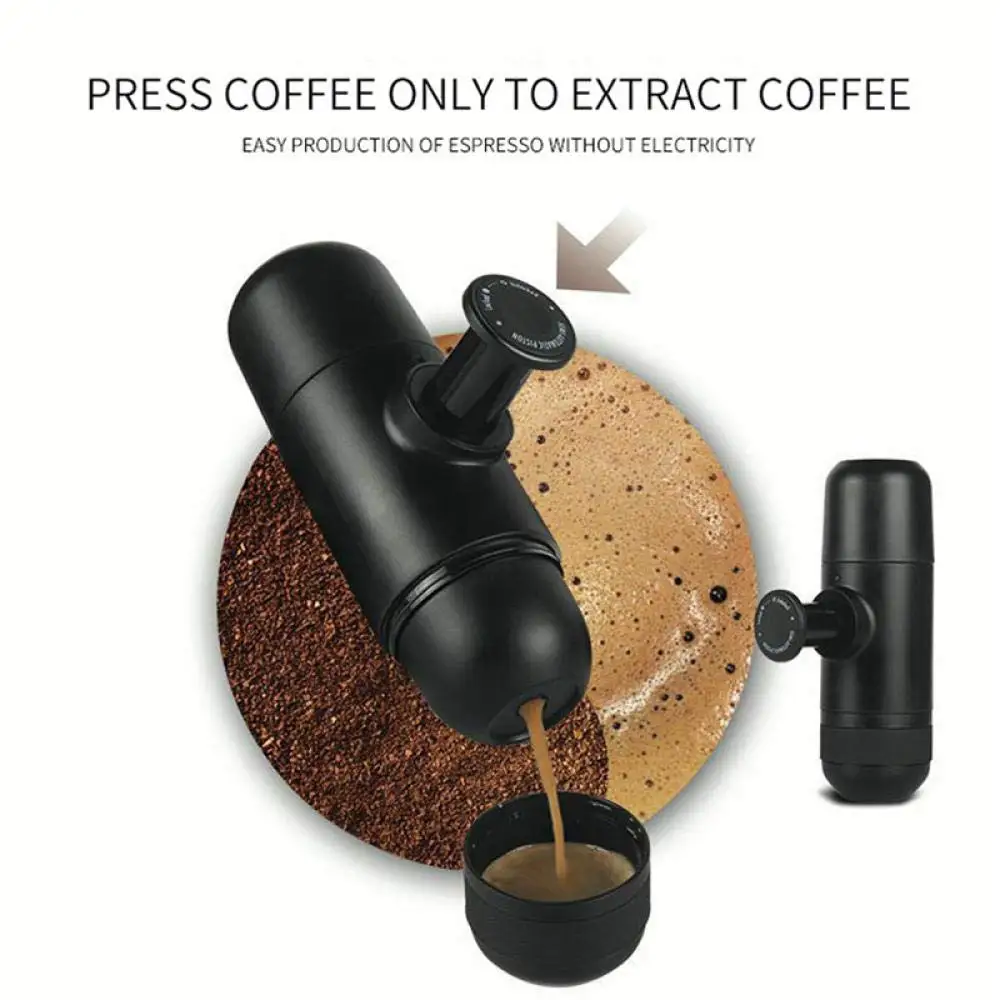 New Portable Coffee Machine for Car & Home Espresso Machine for Outdoor Compatible Ground Coffee Mini Coffee Filter Pot