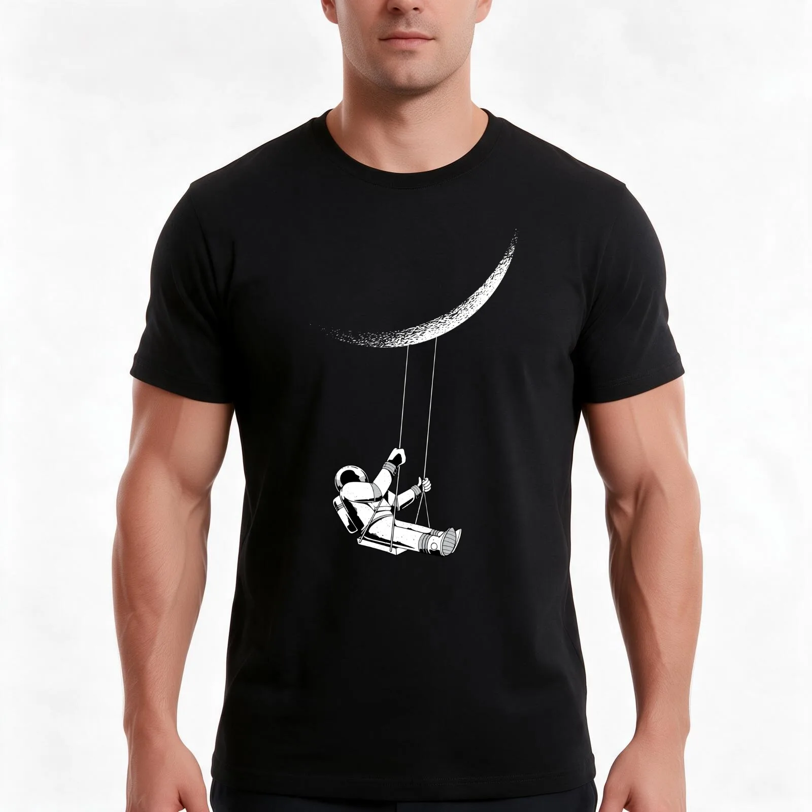 Rocking astronaut T-Shirt, Summer Casual Cotton Tee, Oversized Streetwear Tops, Vintage Graphic Print, Loose Fit Short Sleeve