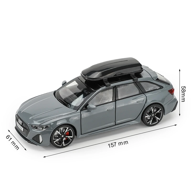 Modelo de coche de juguete en miniatura Audi RS6, juguete fundido a presión, puertas de luz y sonido que se pueden abrir, Colección educativa,