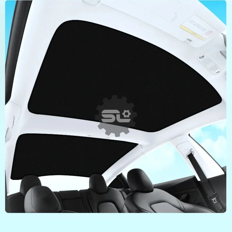 

Car interior Sunroof magnetic sunshade UV-proof thermal shield Sun protection 2-in-1 ice crystal curtain for Tesla Model3 window