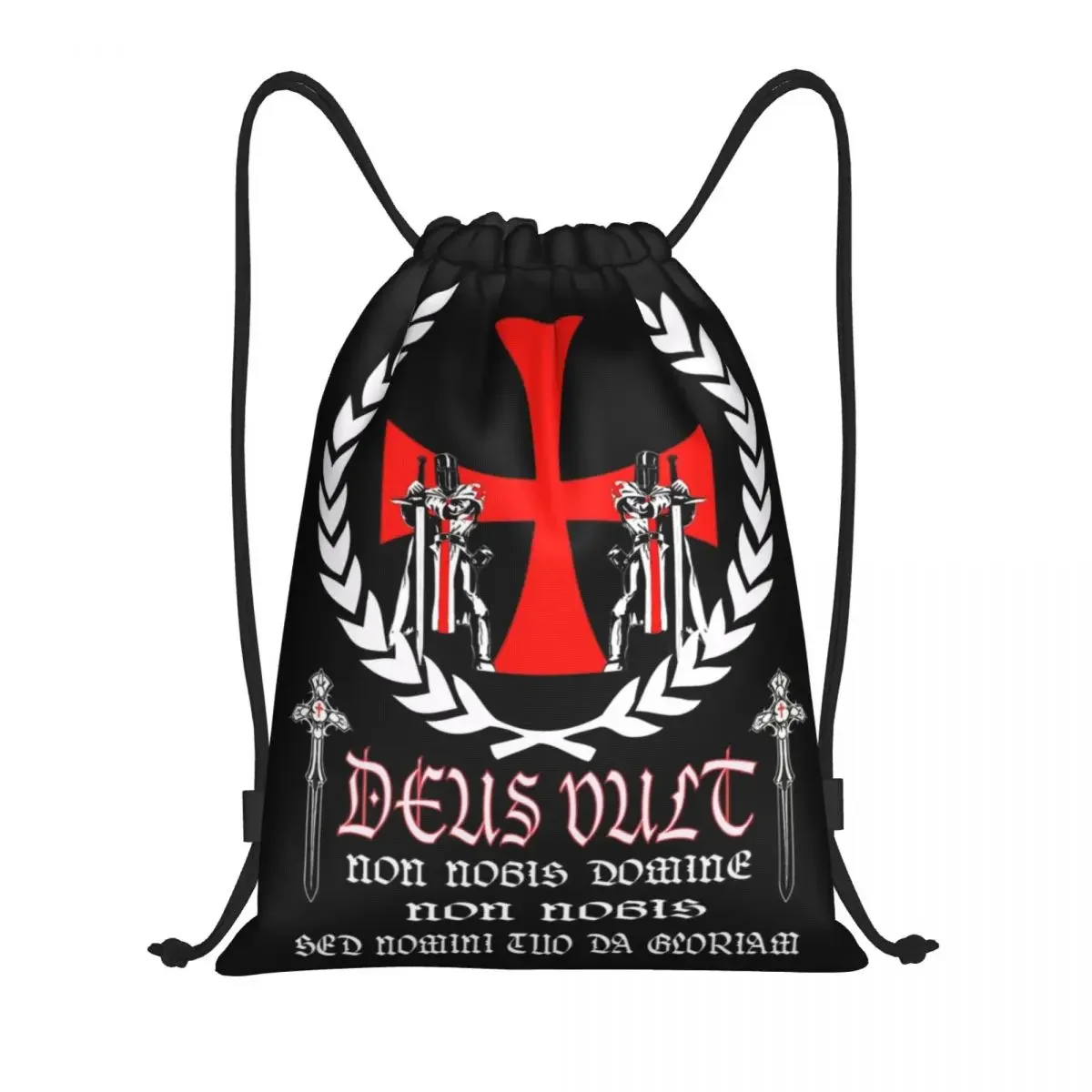 

Custom Knights Templar Medieval Warrior Drawstring Bags for Shopping Yoga Backpacks Men Women Catholic Cross Sports Gym Sackpack