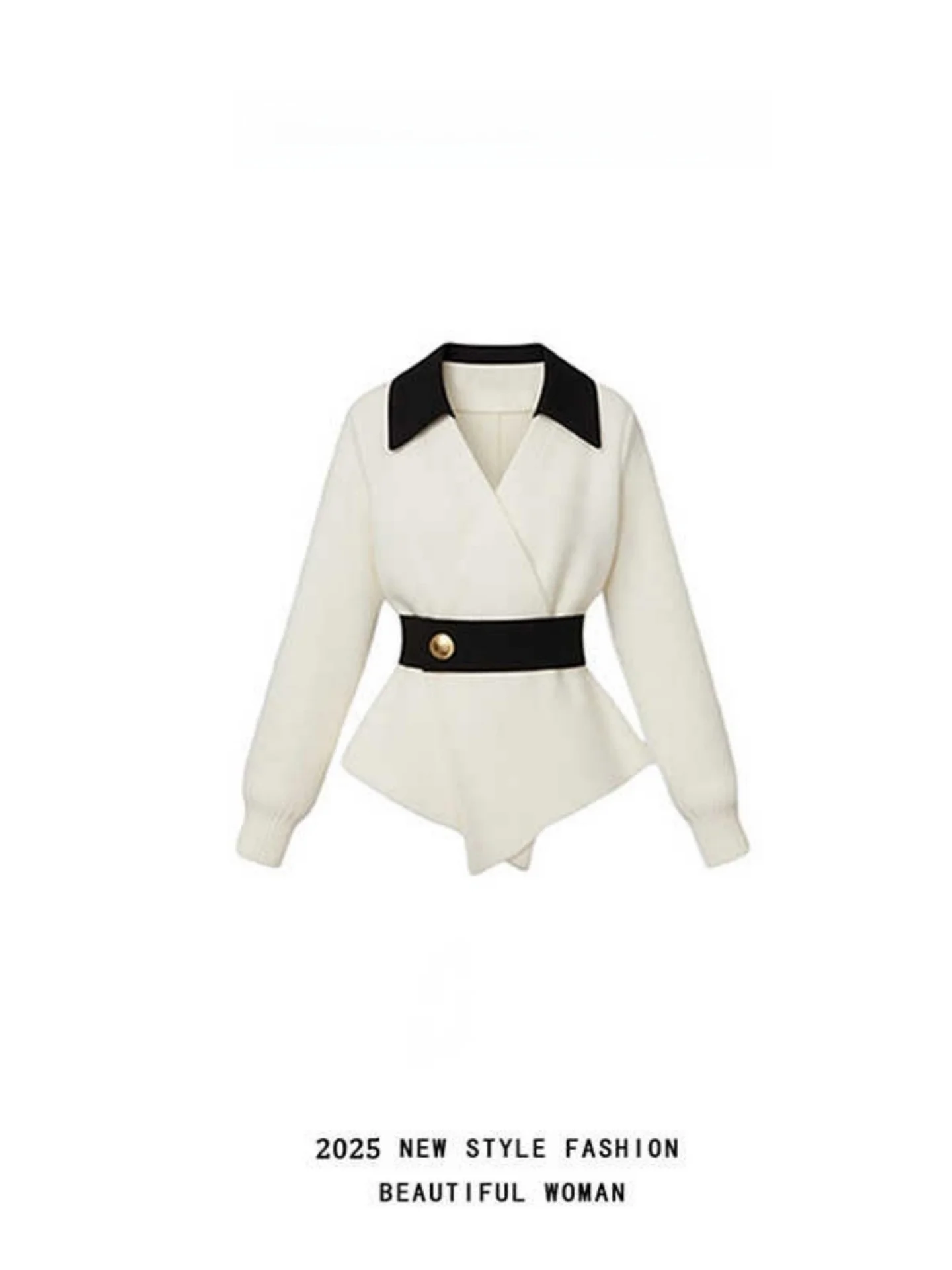 

Корейский вязаный свитер с застежкой на талии, трендовый женский вязаный кардиган с v-образным вырезом в Корейском стиле