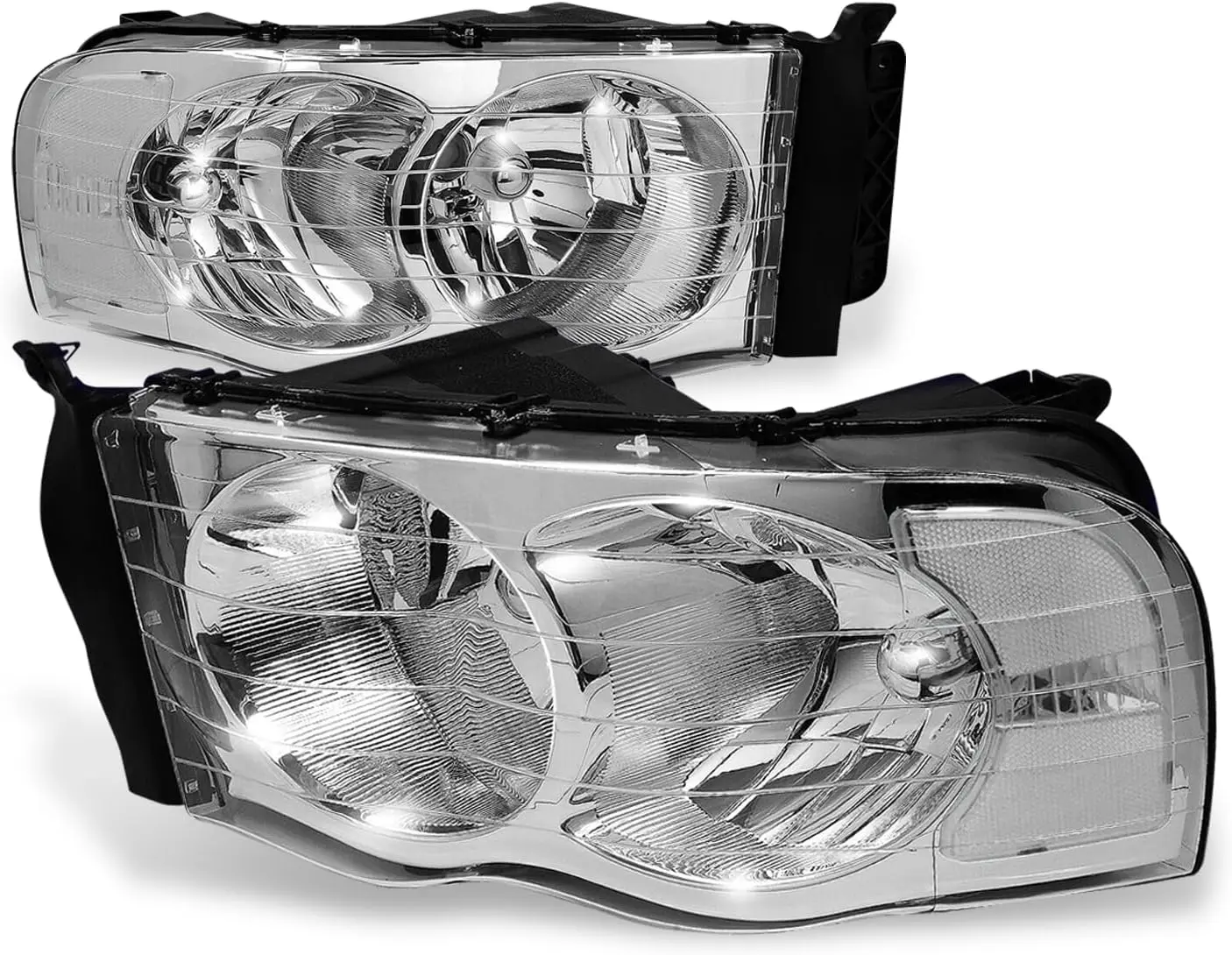 

Halogen Model Headlight Assembly Compatible with Dodge Ram 1500 2500 3500 Pickup Truck 2002 2003 2004 2005, Driver and Passenger