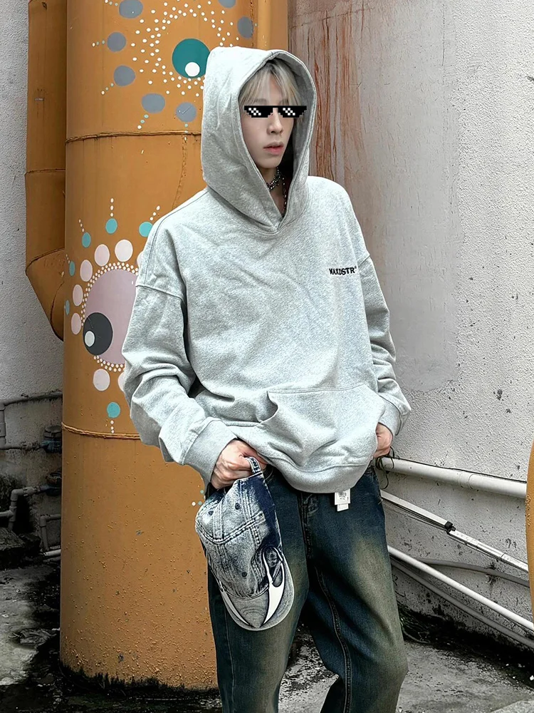 

Мужские толстовки-худи для пар, весенне-осенние, с длинным рукавом, свободного кроя, повседневные, в американском стиле, модные, брендовые, в стиле Lazy Sle Jaet