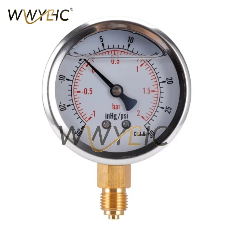 1/4 BSP Bottom Compound Pressure Vacuum Gauge Glycerine Filled 68mm -1/+10 Bar & -30-150inhg/psi