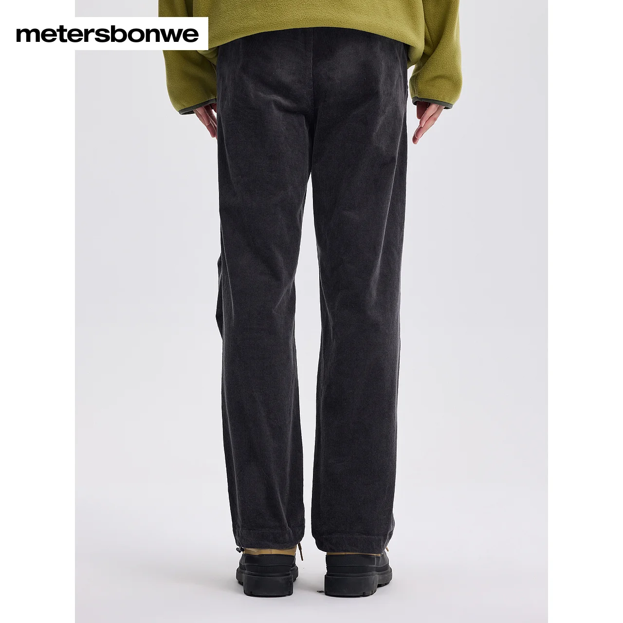 Metersbonwe-calças cargo quentes de veludo grosso masculino, calças paraquedista, borda do pé com corda elástica, duas maneiras de usar ao ar livre e inverno