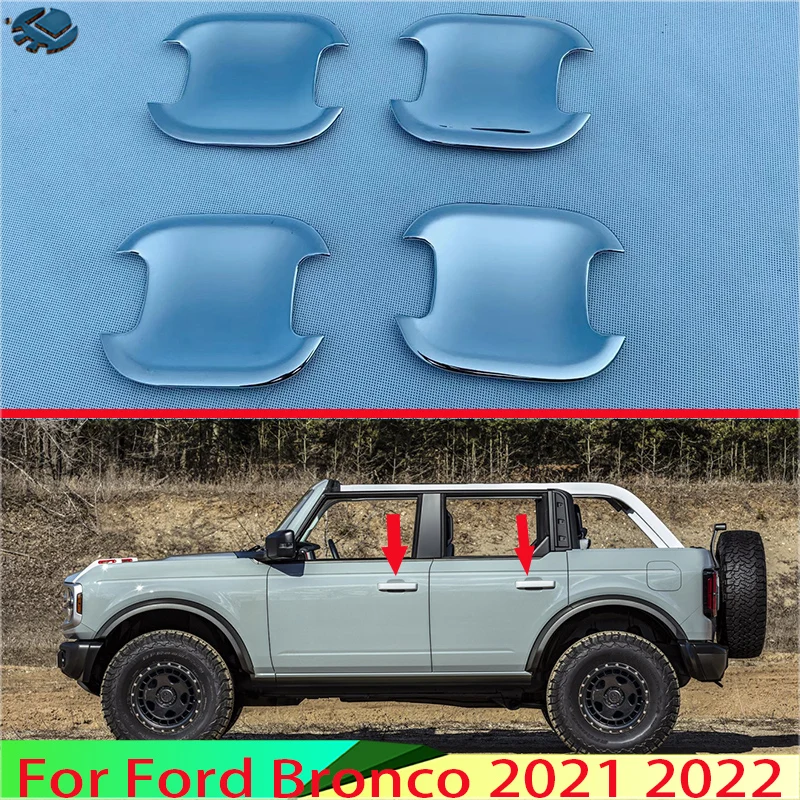 

For Ford BRONCO SPORT 2021 2022 Car Accessories ABS Chrome Door Handle Bowl Cover Cup Cavity Trim Insert Catch Molding Garnish