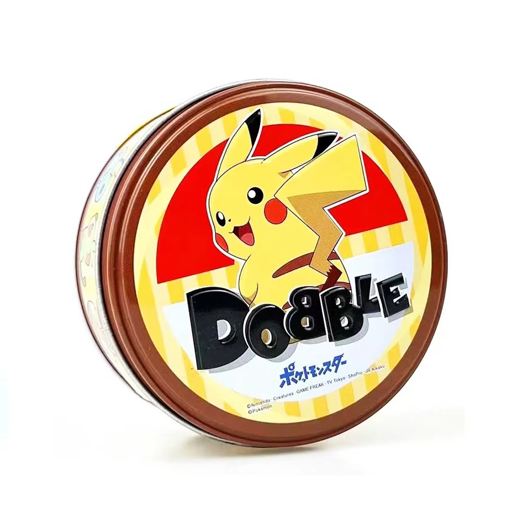 Pokemon Dobble Cards Pikachu Spot It Game Toy with Metal Box Family Board Game Red Sports Animals Holidays Camping Kids Gifts