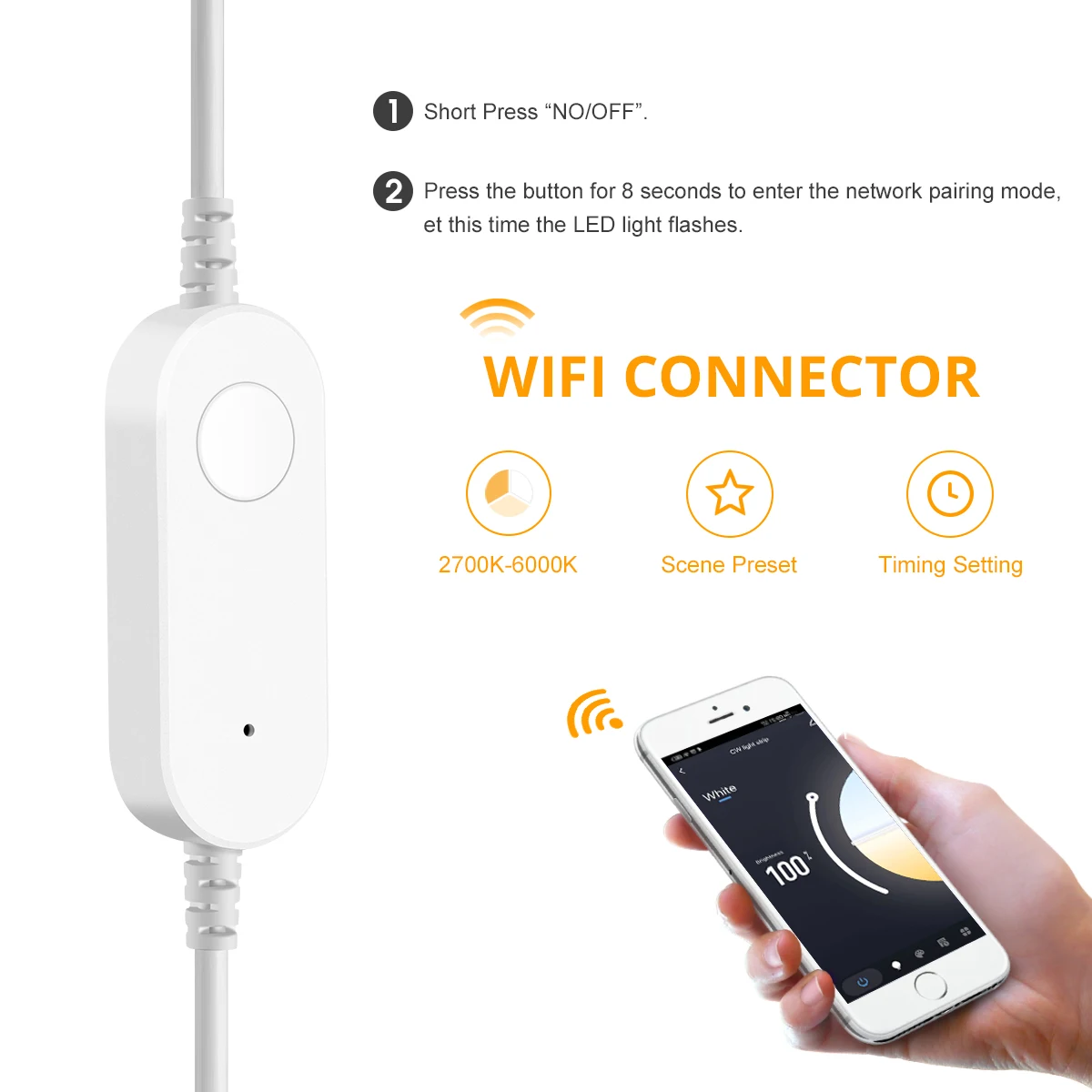 Imagem -02 - Tuya Smart Home Wifi Fita de Led Lâmpada Regulável Lâmpada Suporta Google Xiaowei Xiaodu Alexa Cob Cct 24v 3m 5m 2700k6500k