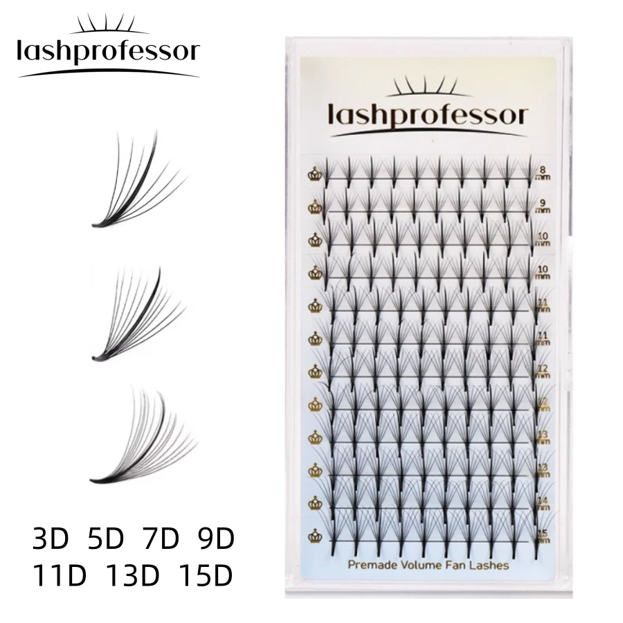 3D/5D/7D/9D/11D/15D Handgefertigte Wispy Spike Thin Root Vorgefertigte Fächerwimpernverlängerungen aus koreanischem PBT mit spitzer Basis im russischen Volumenstil