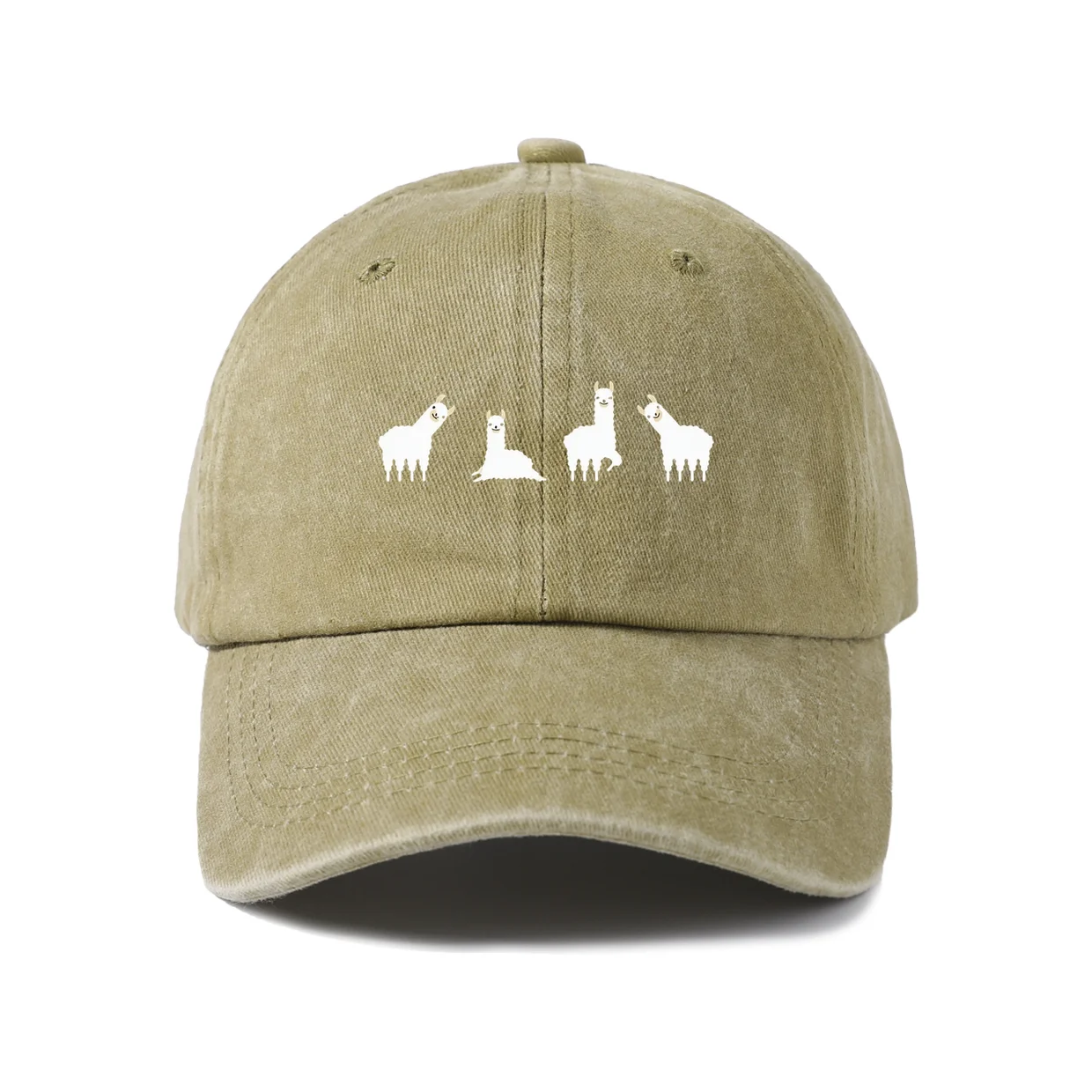 Llama Graveyard Silhouette Graphic Baseball Cap, Vintage Washed Adjustable Unisex Dad Hat, Streetwear Gift