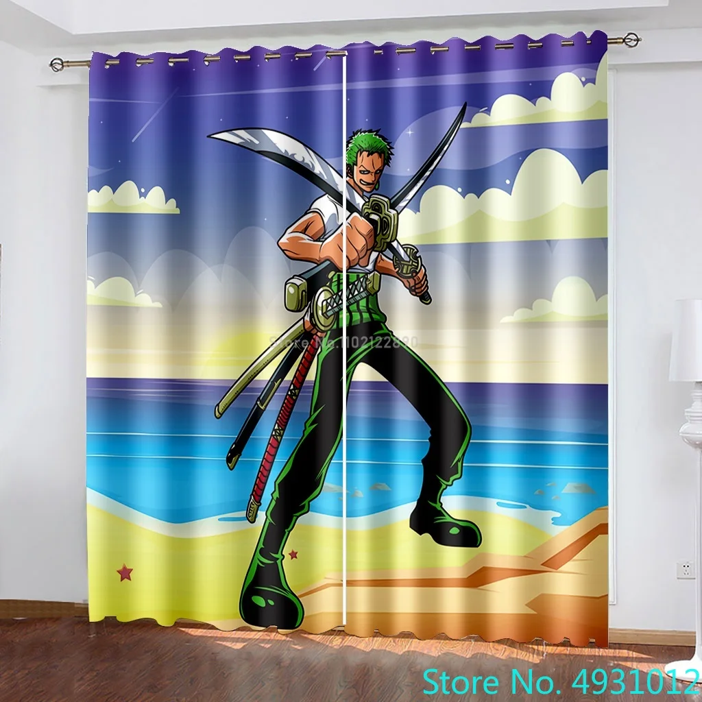 Anime One Piece ZanZoro Chopper Cartoon 2 Panels/Set Window Blackout Curtains Japanese Game Living Room Print Baby Kids Gift