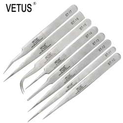VETUS IPCS White ST 10-ST 17 Mink Eyelash Extension Tweezers Stainless Steel Antistatic Direct And Bend False eyelash tweezer