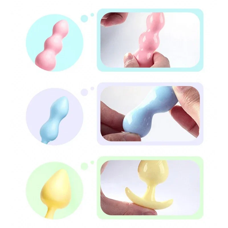 3pc/Set Soft Silicone Anal Plugs Beginner  Anal Stimulator Trainer Sex Play Toy