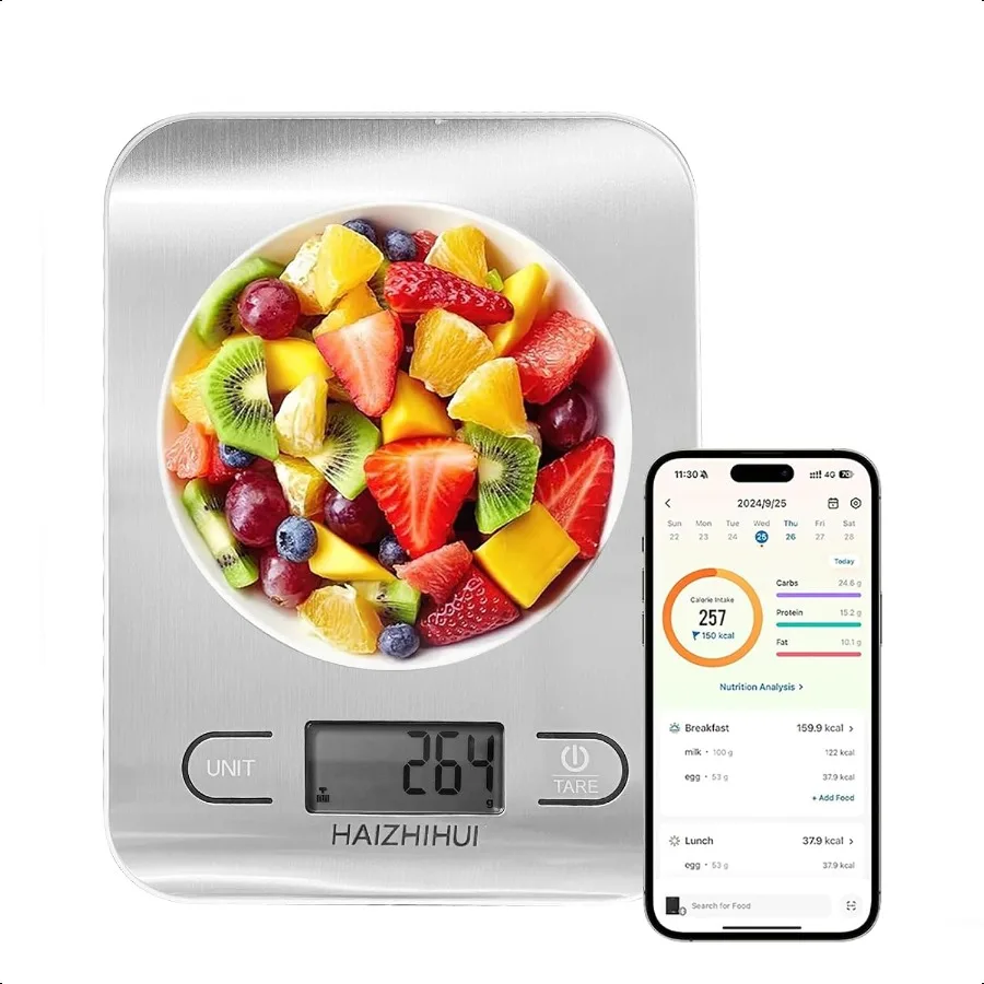 

Fitdays Food Scale with Nutritional Calculator Digital Kitchen Scale for Weight Loss Smart Food Weight Scale with App for Calor