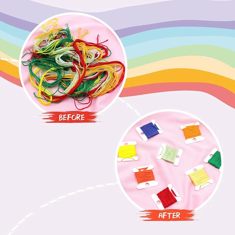 300Pcs Embroidery Floss Bobbin, Embroidery Floss Organizer,Plastic Embroidery Thread Card For Thread Holder Sewing