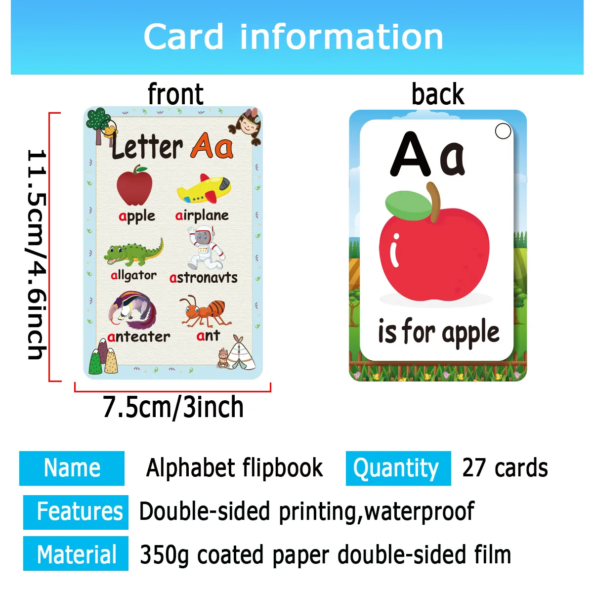 27 enlightenment English  cards, educational and waterproof children's early education learning and cognition cards