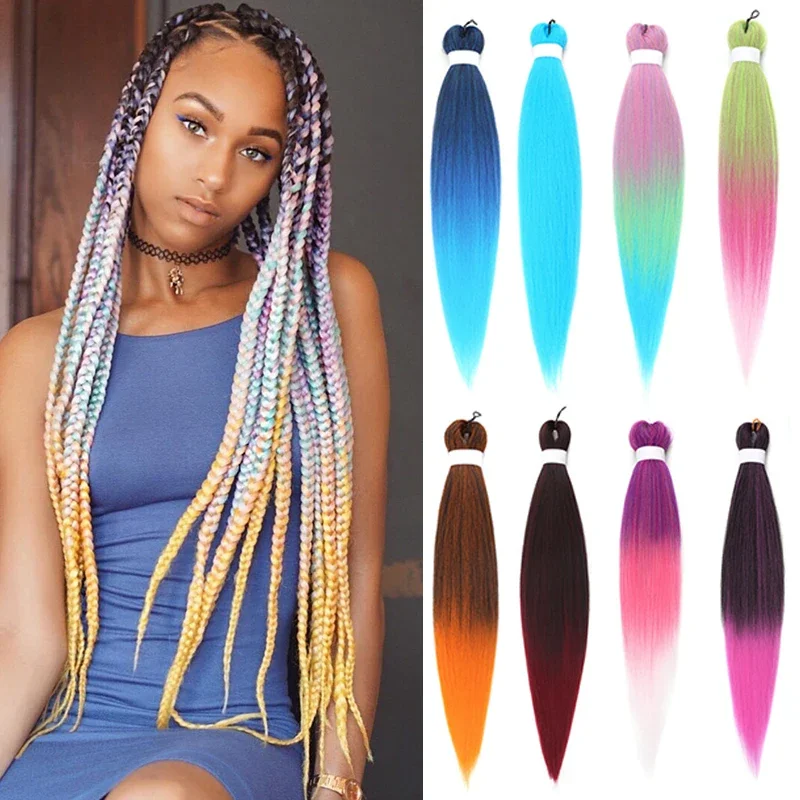 26 Inch Easy Crochet Braids Hair Pre Stretched Braiding Hair Extensions for Women Long Ombre Synthetic Yaki Jumbo EZ Braid Hair